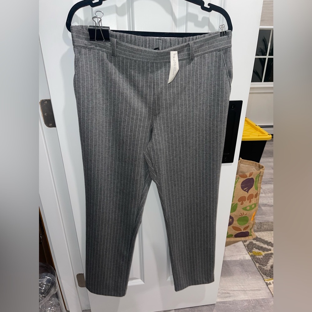 Gray and White Pinstripe Work Pant